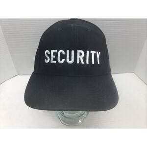 NWOT Sportsman Black Security Hat White Embroidery Adjustable Buckle